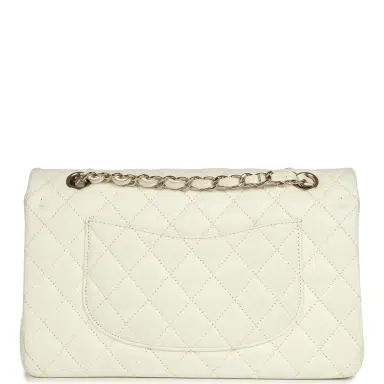 Chanel Pre-owned Chanel Medium Classic Double Flap White Caviar Light Gold Hardware | Thumbnail 4 Chanel Pre-owned Chanel Medium Classic Double Flap White Caviar Light Gold Hardware | Thumbnail 4