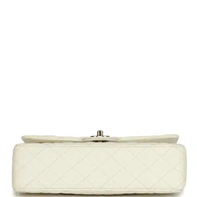 Chanel Pre-owned Chanel Medium Classic Double Flap White Caviar Light Gold Hardware | Thumbnail 6 Chanel Pre-owned Chanel Medium Classic Double Flap White Caviar Light Gold Hardware | Thumbnail 6