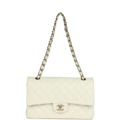 Chanel Pre-owned Chanel Medium Classic Double Flap White Caviar Light Gold Hardware | Thumbnail 7 Chanel Pre-owned Chanel Medium Classic Double Flap White Caviar Light Gold Hardware | Thumbnail 7