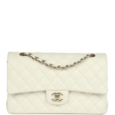 Chanel Pre-owned Chanel Medium Classic Double Flap White Caviar Light Gold Hardware | Thumbnail 1 Chanel Pre-owned Chanel Medium Classic Double Flap White Caviar Light Gold Hardware | Thumbnail 1