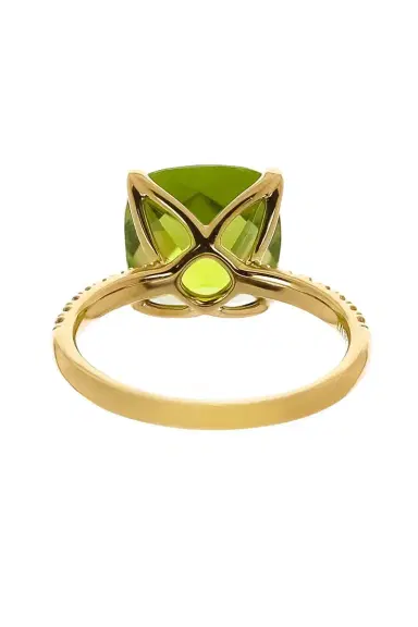 LISA NIK Diamond Peridot Cushion Ring | Thumbnail 6