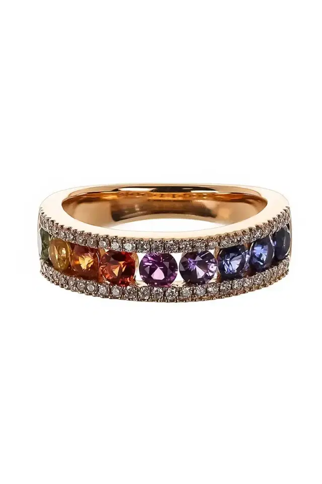 LISA NIK Rainbow Sapphire Band Ring