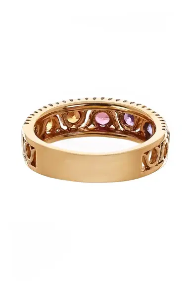 LISA NIK Rainbow Sapphire Diamond Circle Band Ring | Thumbnail 5