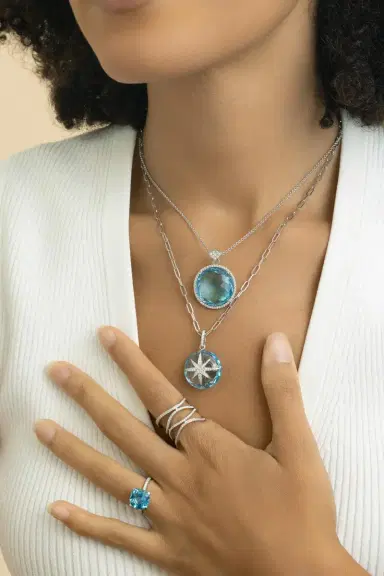 LISA NIK Swiss Blue Topaz Diamond Ring | Thumbnail 3