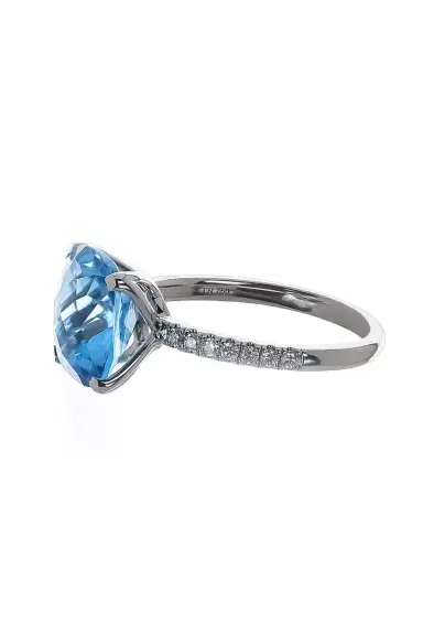 LISA NIK Swiss Blue Topaz Diamond Ring | Thumbnail 5