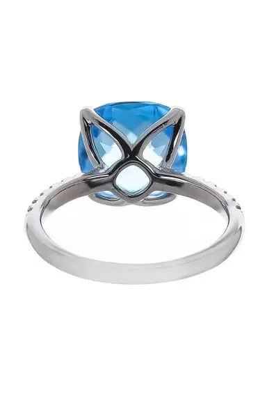 LISA NIK Swiss Blue Topaz Diamond Ring | Thumbnail 6