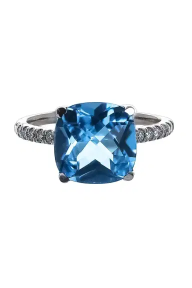 LISA NIK Swiss Blue Topaz Diamond Ring | Thumbnail 1