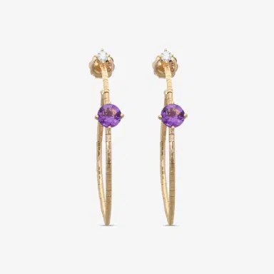MATTIA CIELO Mattia Cielo Rugiada Pietre 18K Rose Gold & Titanium Diamond & Amethyst Hoop Earrings by The Solist | Thumbnail 2