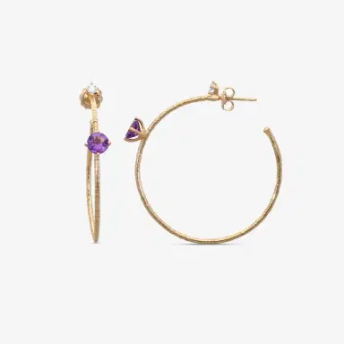 MATTIA CIELO Mattia Cielo Rugiada Pietre 18K Rose Gold & Titanium Diamond & Amethyst Hoop Earrings by The Solist | Thumbnail 3