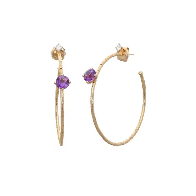 MATTIA CIELO Mattia Cielo Rugiada Pietre 18K Rose Gold & Titanium Diamond & Amethyst Hoop Earrings by The Solist