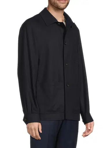 Corneliani Men's Wool Shirt Jacket - Navy | Thumbnail 4 Corneliani Men's Wool Shirt Jacket - Navy | Thumbnail 4