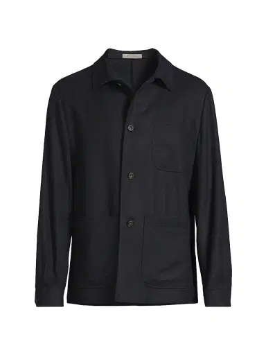 Corneliani Men's Wool Shirt Jacket - Navy | Thumbnail 1 Corneliani Men's Wool Shirt Jacket - Navy | Thumbnail 1