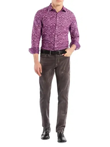 Robert Graham Men's Highland Button-Front Shirt - Berry - Size XXL | Thumbnail 2