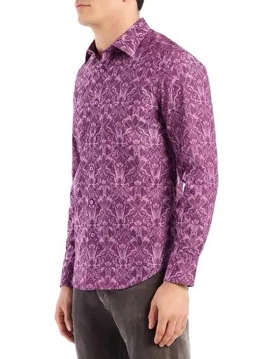 Robert Graham Men's Highland Button-Front Shirt - Berry - Size XXL | Thumbnail 3