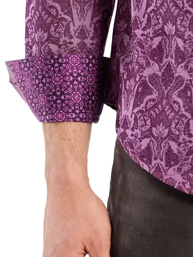 Robert Graham Men's Highland Button-Front Shirt - Berry - Size XXL | Thumbnail 5