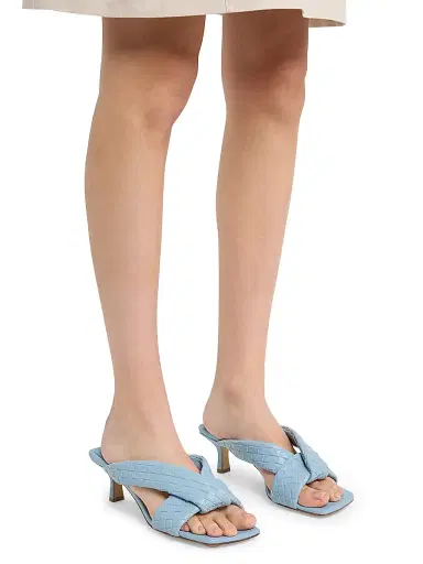 Bottega Veneta Women's Riva 50MM Leather Kitten-Heel Sandals - Light Blue | Thumbnail 2 Bottega Veneta Women's Riva 50MM Leather Kitten-Heel Sandals - Light Blue | Thumbnail 2