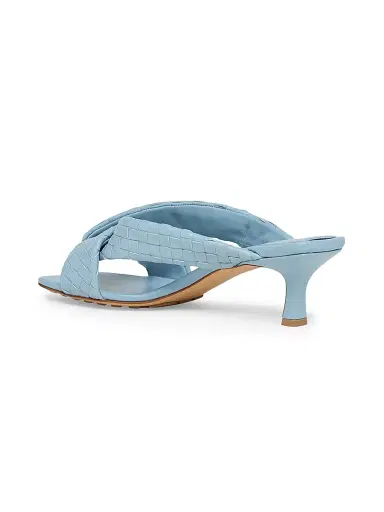 Bottega Veneta Women's Riva 50MM Leather Kitten-Heel Sandals - Light Blue | Thumbnail 4 Bottega Veneta Women's Riva 50MM Leather Kitten-Heel Sandals - Light Blue | Thumbnail 4