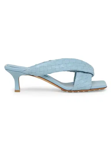 Bottega Veneta Women's Riva 50MM Leather Kitten-Heel Sandals - Light Blue | Thumbnail 1 Bottega Veneta Women's Riva 50MM Leather Kitten-Heel Sandals - Light Blue | Thumbnail 1