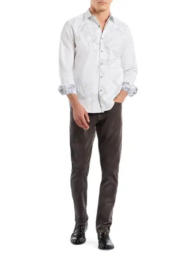 Robert Graham Men's Maelstorm Embroidered Button-Front Shirt - White - Size Large | Thumbnail 2 Robert Graham Men's Maelstorm Embroidered Button-Front Shirt - White - Size Large | Thumbnail 2