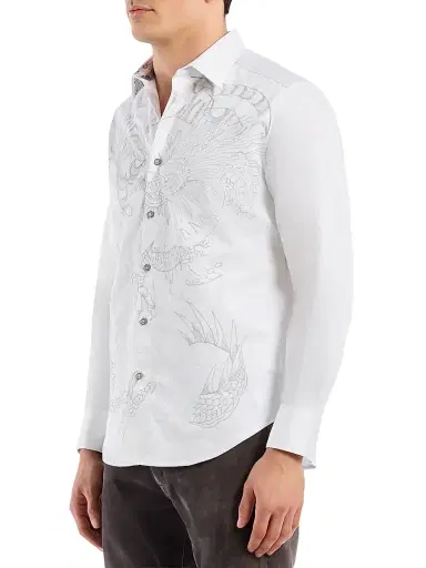 Robert Graham Men's Maelstorm Embroidered Button-Front Shirt - White - Size Large | Thumbnail 3 Robert Graham Men's Maelstorm Embroidered Button-Front Shirt - White - Size Large | Thumbnail 3