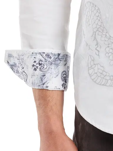 Robert Graham Men's Maelstorm Embroidered Button-Front Shirt - White - Size Large | Thumbnail 5 Robert Graham Men's Maelstorm Embroidered Button-Front Shirt - White - Size Large | Thumbnail 5