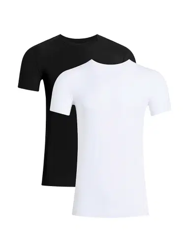 Commando Men's Microfiber Crewneck Undershirt Set, 2-Pack - Black White - Size XL | Thumbnail 1 Commando Men's Microfiber Crewneck Undershirt Set, 2-Pack - Black White - Size XL | Thumbnail 1