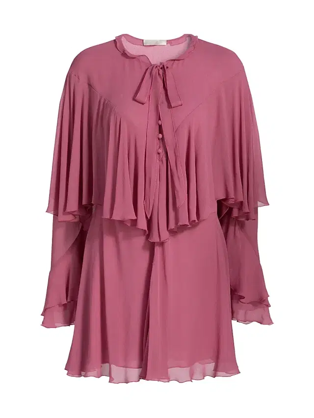 LoveShackFancy Women's Liraine Ruffled Tiered Minidress - Deep Rose