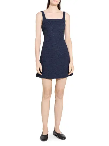 Theory Women's Cotton-Blend Sleeveless Fit & Flare Minidress - Nocturne Navy | Thumbnail 2 Theory Women's Cotton-Blend Sleeveless Fit & Flare Minidress - Nocturne Navy | Thumbnail 2
