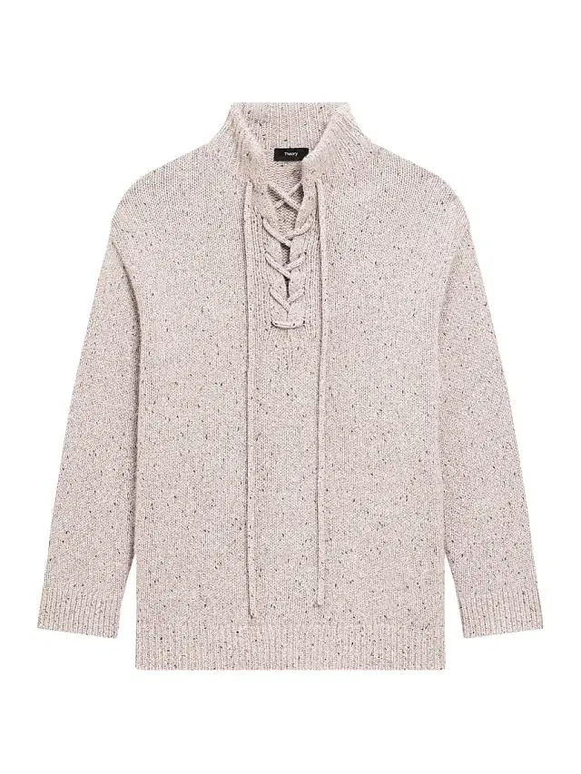 Theory Women's Oversized Drawstring Wool-Blend Sweater - Beige Multi