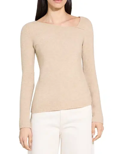 Theory Women's Asymmetric Merino Wool-Blend Top - Beige | Thumbnail 3 Theory Women's Asymmetric Merino Wool-Blend Top - Beige | Thumbnail 3