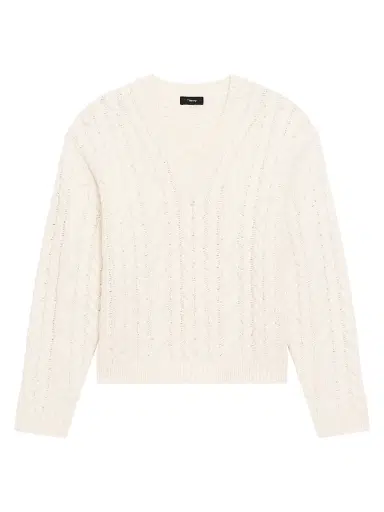 Theory Women's Wool-Cashmere Cable Knit Sweater - | Thumbnail 1 Theory Women's Wool-Cashmere Cable Knit Sweater - | Thumbnail 1