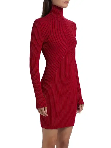 Ramy Brook Women's Louis Ribbed Body-Con Minidress - Scarlet Red | Thumbnail 4