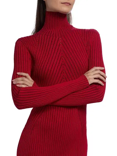 Ramy Brook Women's Louis Ribbed Body-Con Minidress - Scarlet Red | Thumbnail 6