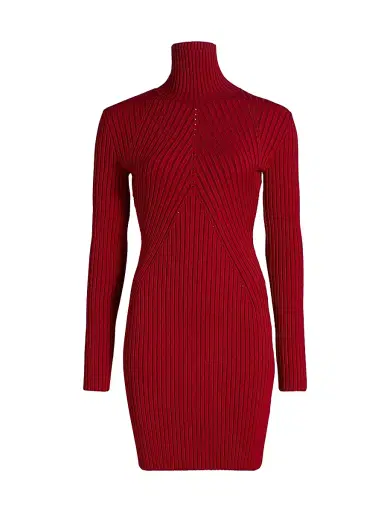 Ramy Brook Women's Louis Ribbed Body-Con Minidress - Scarlet Red | Thumbnail 1