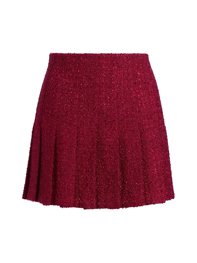 ALICE + OLIVIA Women's Carter Stitch Wool-Blend Pleated Miniskirt - Oxblood