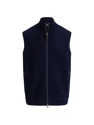 Polo Ralph Lauren Men's Hybrid Waffle-Knit Wool Sweater Vest - Navy Combo | Thumbnail 1 Polo Ralph Lauren Men's Hybrid Waffle-Knit Wool Sweater Vest - Navy Combo | Thumbnail 1