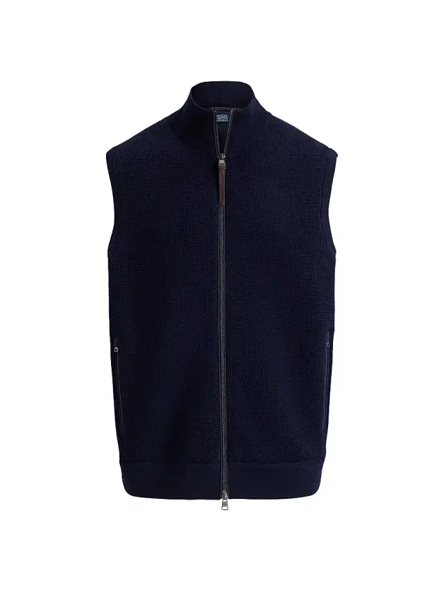 Polo Ralph Lauren Men's Hybrid Waffle-Knit Wool Sweater Vest - Navy Combo