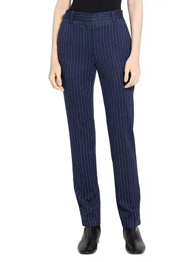Theory Women's Pinstriped Crepe Slim-Fit Pants - Navy Multi | Thumbnail 3 Theory Women's Pinstriped Crepe Slim-Fit Pants - Navy Multi | Thumbnail 3