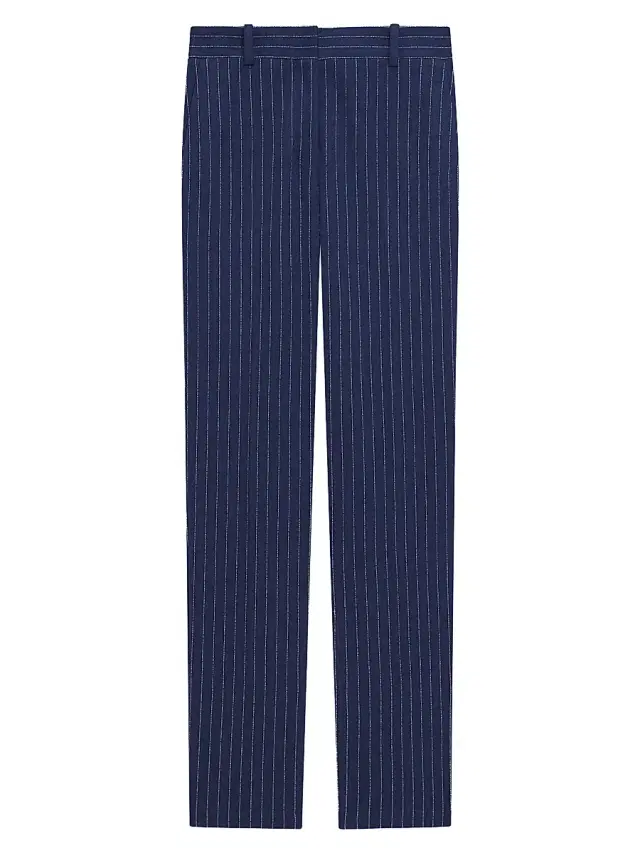 Theory Women's Pinstriped Crepe Slim-Fit Pants - Navy Multi