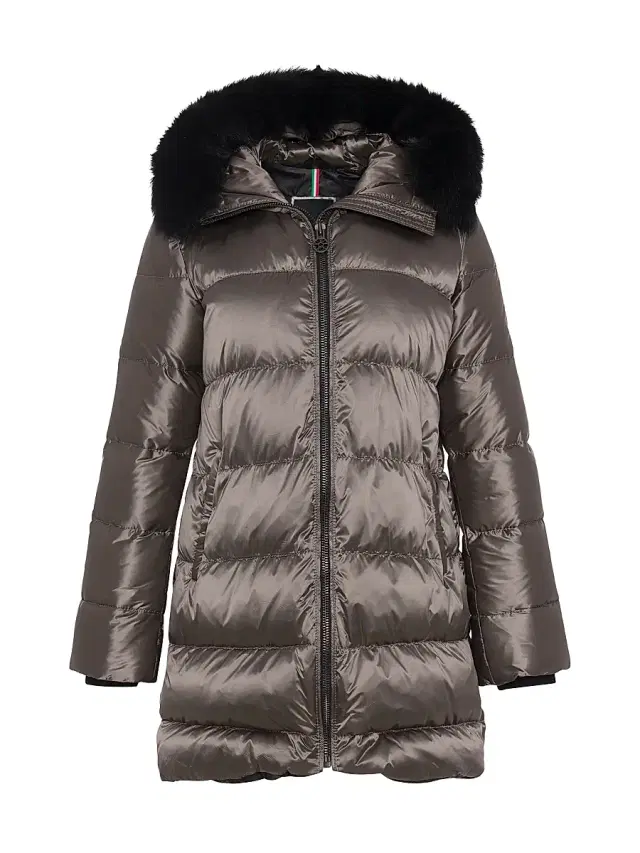Gorski Women's Apres-Ski Jacket with Detachable Toscana Lamb Hood Trim - Griege - Size Medium