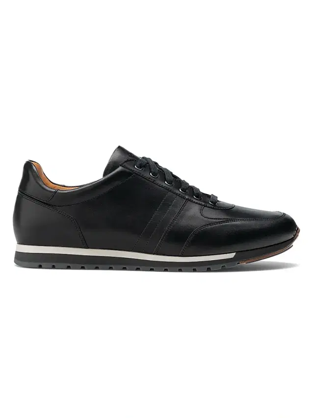 Magnanni Men's Ibiza Leather Low-Top Running Sneakers - Black