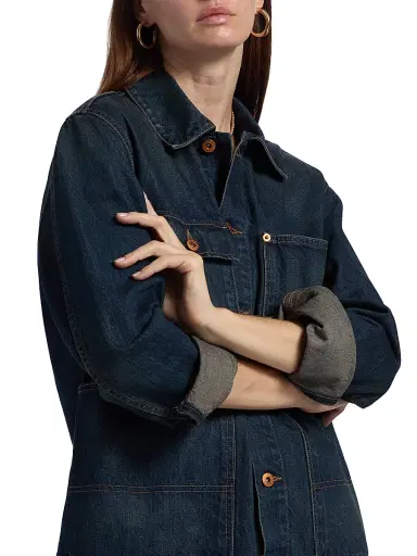 SLVRLAKE Women's Worker Dark-Wash Denim Jacket - Shakey Ground | Thumbnail 6