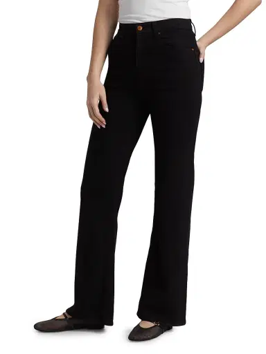 Jamie Haller Women's The Crease Relaxed-Flare Jeans - Black | Thumbnail 4