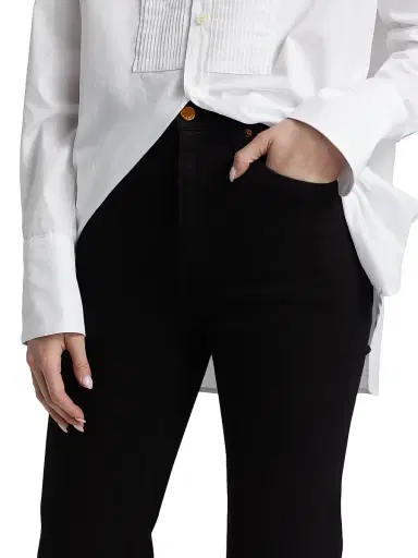 Jamie Haller Women's The Crease Relaxed-Flare Jeans - Black | Thumbnail 6