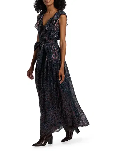 Marie Oliver Women's Francine Metallic Silk Maxi Dress - Riverbend | Thumbnail 2 Marie Oliver Women's Francine Metallic Silk Maxi Dress - Riverbend | Thumbnail 2