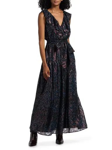 Marie Oliver Women's Francine Metallic Silk Maxi Dress - Riverbend | Thumbnail 3 Marie Oliver Women's Francine Metallic Silk Maxi Dress - Riverbend | Thumbnail 3
