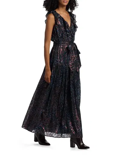 Marie Oliver Women's Francine Metallic Silk Maxi Dress - Riverbend | Thumbnail 4 Marie Oliver Women's Francine Metallic Silk Maxi Dress - Riverbend | Thumbnail 4