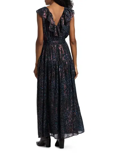 Marie Oliver Women's Francine Metallic Silk Maxi Dress - Riverbend | Thumbnail 5 Marie Oliver Women's Francine Metallic Silk Maxi Dress - Riverbend | Thumbnail 5