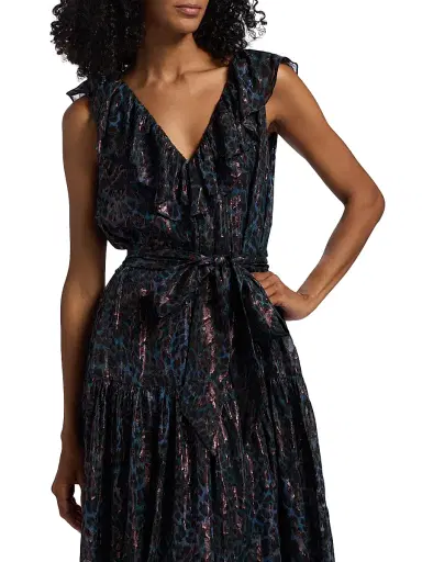 Marie Oliver Women's Francine Metallic Silk Maxi Dress - Riverbend | Thumbnail 6 Marie Oliver Women's Francine Metallic Silk Maxi Dress - Riverbend | Thumbnail 6