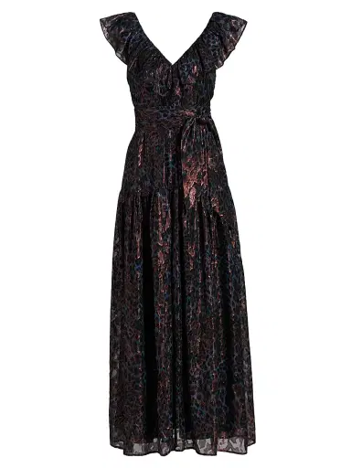 Marie Oliver Women's Francine Metallic Silk Maxi Dress - Riverbend | Thumbnail 1 Marie Oliver Women's Francine Metallic Silk Maxi Dress - Riverbend | Thumbnail 1